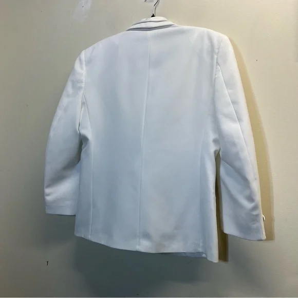 Oscar De La Renta Formal Double Breasted White Blazer